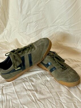 Gola Harrier Suede Men's Olive Athletic Sneakers  12  CMA192